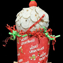 Load image into Gallery viewer, A fun and festive foraging cup toy that can be used to hide your bird's favorite treats! Built on stainless steel wire with a super soft sola ball, banana leaf roll, paper cup, nickel plated bell, beads and lots of crinkly paper shred. Designed for small birds.
