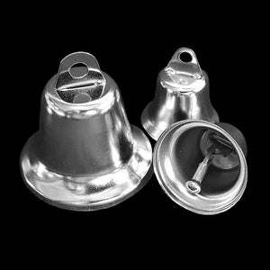 25mm nickel plated liberty bells measuring approx 1-1/8" in height. Suitable for small bird toys.
