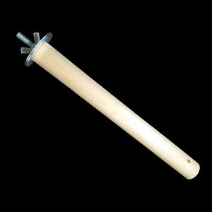 Natural wood dowel perch measuring 7/8" in diameter by 8" long. Can be mounted inside or out of your bird's cage. Includes mounting hardware.  Recommended for intermediate birds (senegals, caiques, etc) down to cockatiels and ringnecks.