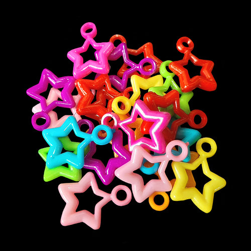 Little acrylic charms in the shape of a star measuring approx 5/8