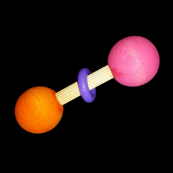Two hardwood balls joined together with a hardwood dowel and an acrylic ring. Designed for medium to large birds.  Approx length 4