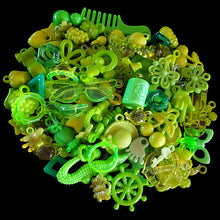 Load image into Gallery viewer, One half pound of mixed acrylic charms in assorted shapes and sizes. Mixture will consist of what we have in stock, so no two bags will be alike. Includes both solid and transparent (crystal) colors and many styles not shown on our website.

