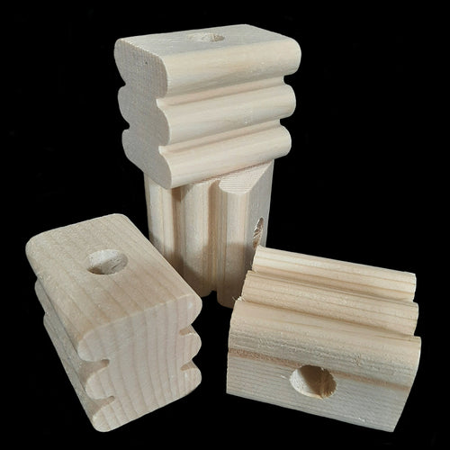 Natural, uncolored pine wood blocks measuring approx 1-1/2