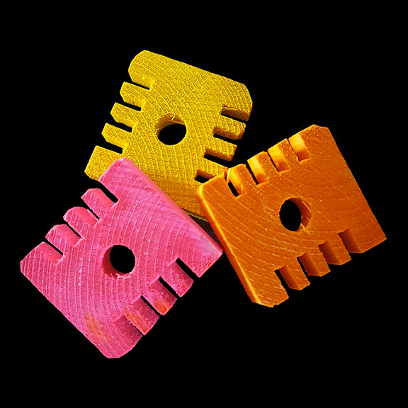 Brightly colored pine slices measuring approximately 1-5/8