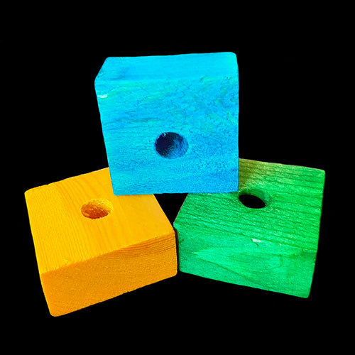 Brightly colored pine wood blocks measuring 1-1/2
