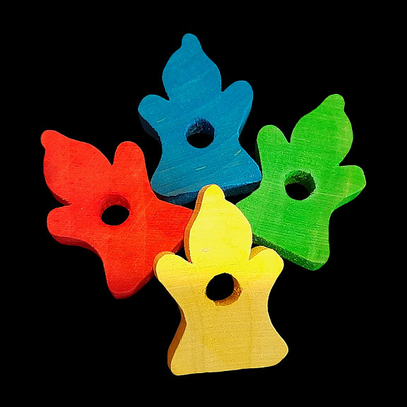 Brightly colored hardwood goblins measuring approx 1-1-8