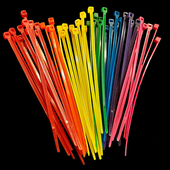 Colored nylon zip ties measuring 4