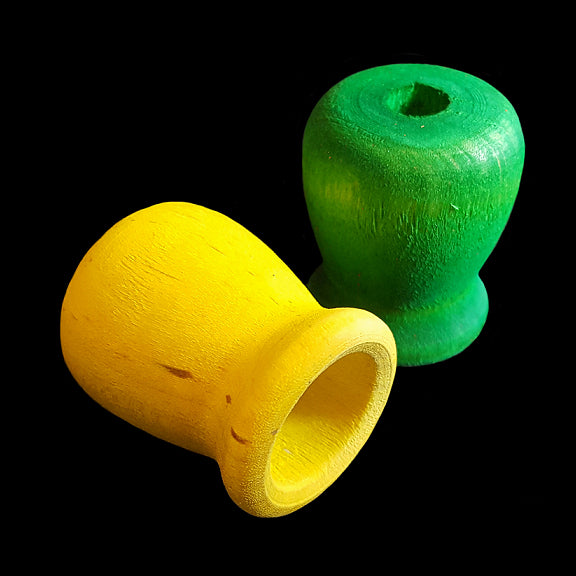 Brightly colored hardwood bean pots measuring approx 1-1/4