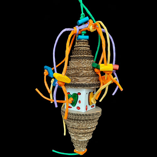 Lots to chew and shred with this toy! Multiple layers of cardboard slices with a 3