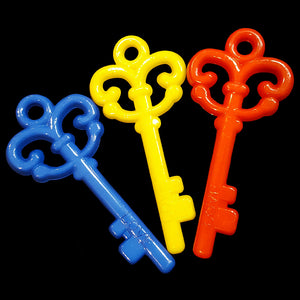 Large acrylic skeleton keys measuring 1" by 2-1/2" with a 4mm (approx 5/32") top hole. Recommended for making toys for small to medium sized birds.