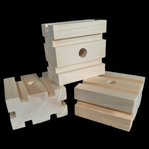 Natural, uncolored pine wood blocks measuring 3