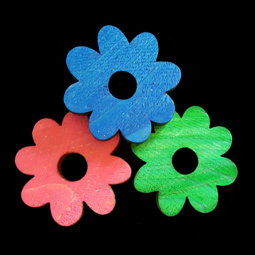 Brightly colored soft wood pine flowers measuring 1-1/2