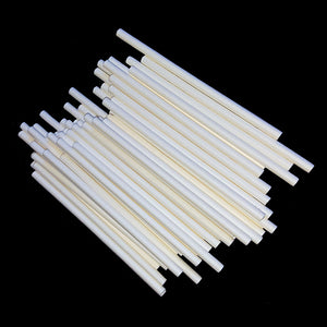 One pound of uncolored, rolled paper lollipop sticks measuring 3-1/2" by 5/32".