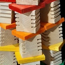 Load image into Gallery viewer, Wood bird toy with pine blocks and slats handmade for pet parrots.

