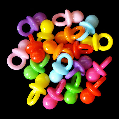 Mini acrylic pacifiers measuring 12mm x 22mm (approx 1/2