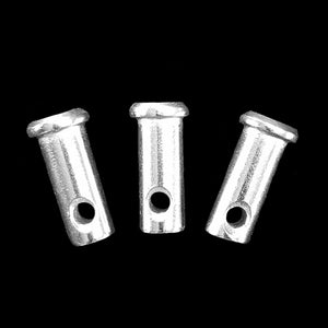 Nickel plated stud pins approx 7/8" in length by 5/16" in diameter at the bottom and 7/16" at the top with a small hole at the bottom to insert an o-ring.