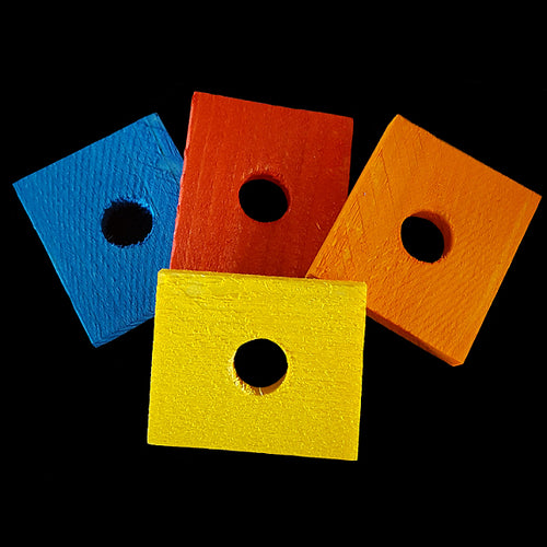 Brightly colored, thin pine slices measuring 1-1/2