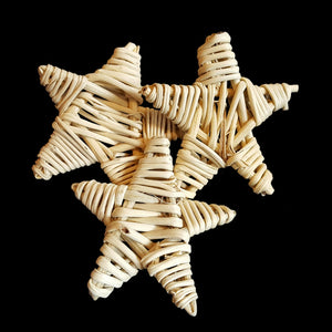 Natural woven vine stars measuring approx 2" in size.