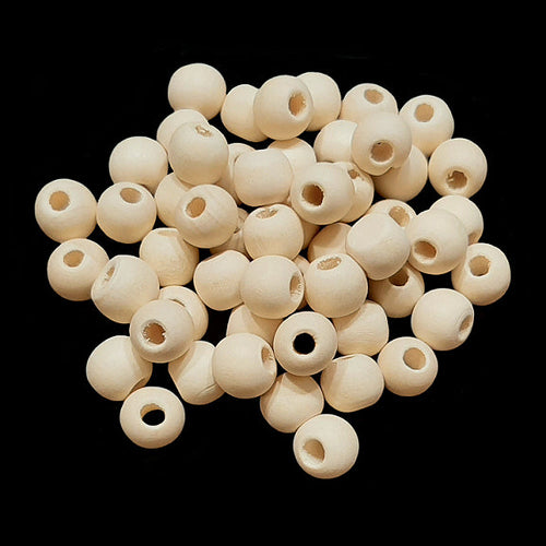 Small uncolored wood beads measuring approx 3/8