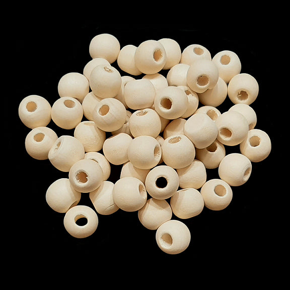 Small uncolored wood beads measuring approx 3/8